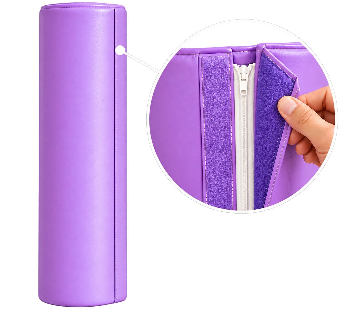Manchon de protection de poteau violet, vue rapprochée de la fermeture